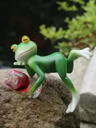 Charming Green Frog and Wine Glass Outdoor & Indoor Decor (PB - 1 - 2)