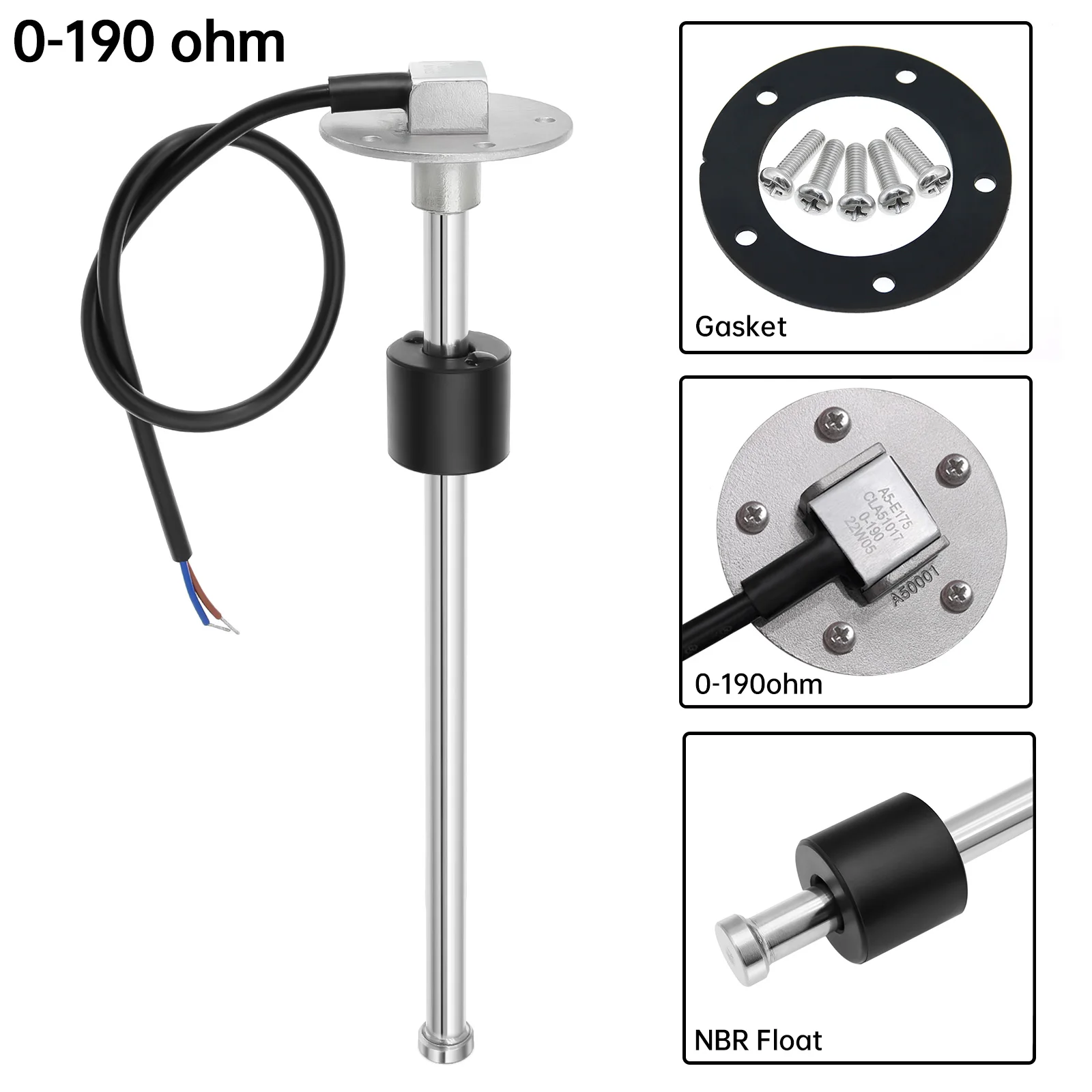 240-33 Ohm Kraftstoffstandsanzeige Edelstahl Marine Kraftstoffstandsanzeige Sensor 100 mm-600 mm für Auto-Bootsanzeige E-F-Bereich – Detail 18