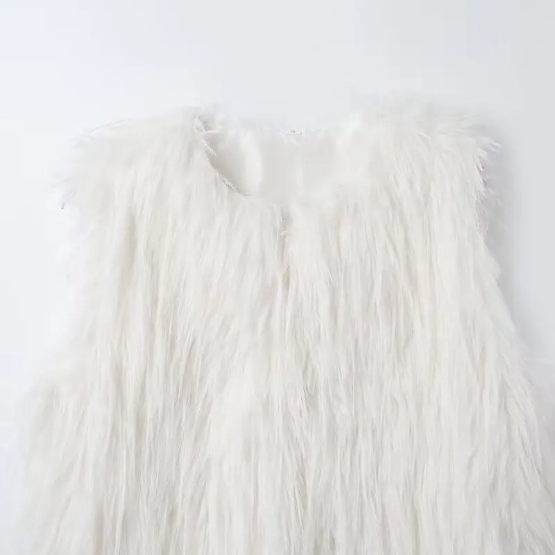 Women Autumn Winter Short French Style Tassel Short Vest FemaleElegant V-Neck Sleeveless Tops Lady Fashion Simple Vest Coat Stre