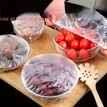 Couvercles élastiques réutilisables pour le stockage des aliments, 100 pièces, enveloppe d'étanchéité pour plaque de bol extensible, Alternative parfaite à la feuille d'aluminium et au Film alimentaire 1