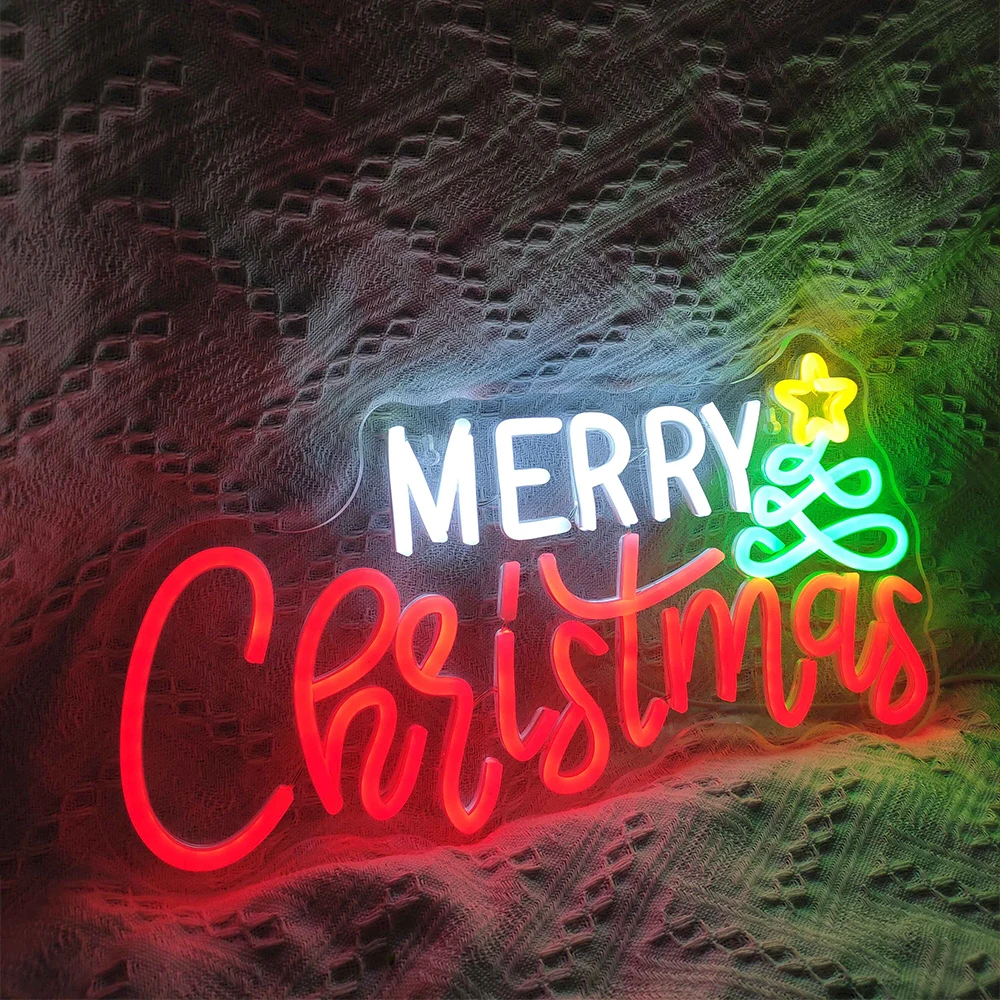 Christmas Party Neon Sign Merry Christmas LED Sign Light with Acrylic Board Art Wall Decorative Night Light Bar Kids Christmas christmas neon usb neon lights led acrylic board neon signs for wall decor christmas party supplies bedroom bar pub club