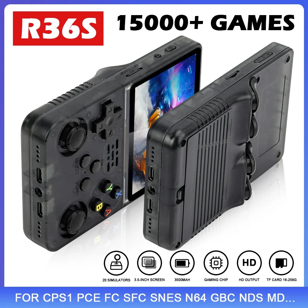 NEW R36S Handheld Game Console IPS Screen 64G 15000+ Classic Retro ...