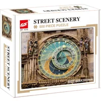 36*50.8cm Paper Jigsaw Puzzle 500pcs Astronomical Clock Street Scenery Landscape Painting Creative Stress Relief Christmas Gifts 1