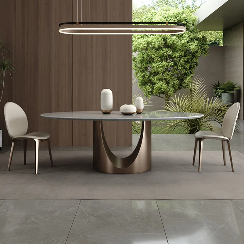 

Living Room Kitchen Dining Table Marble Library Luxury Centerpiece Oval Table Nordic Hotel Modern Mesas De Jantar Home Furniture