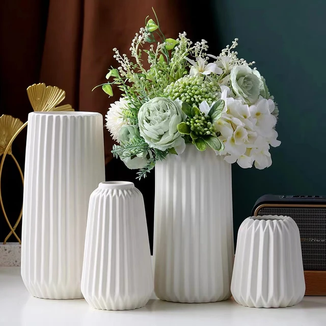 Jarrón de cerámica blanco nórdico para decoración, jarrones de flores secas,  decoración del hogar, accesorios de sala de estar - AliExpress
