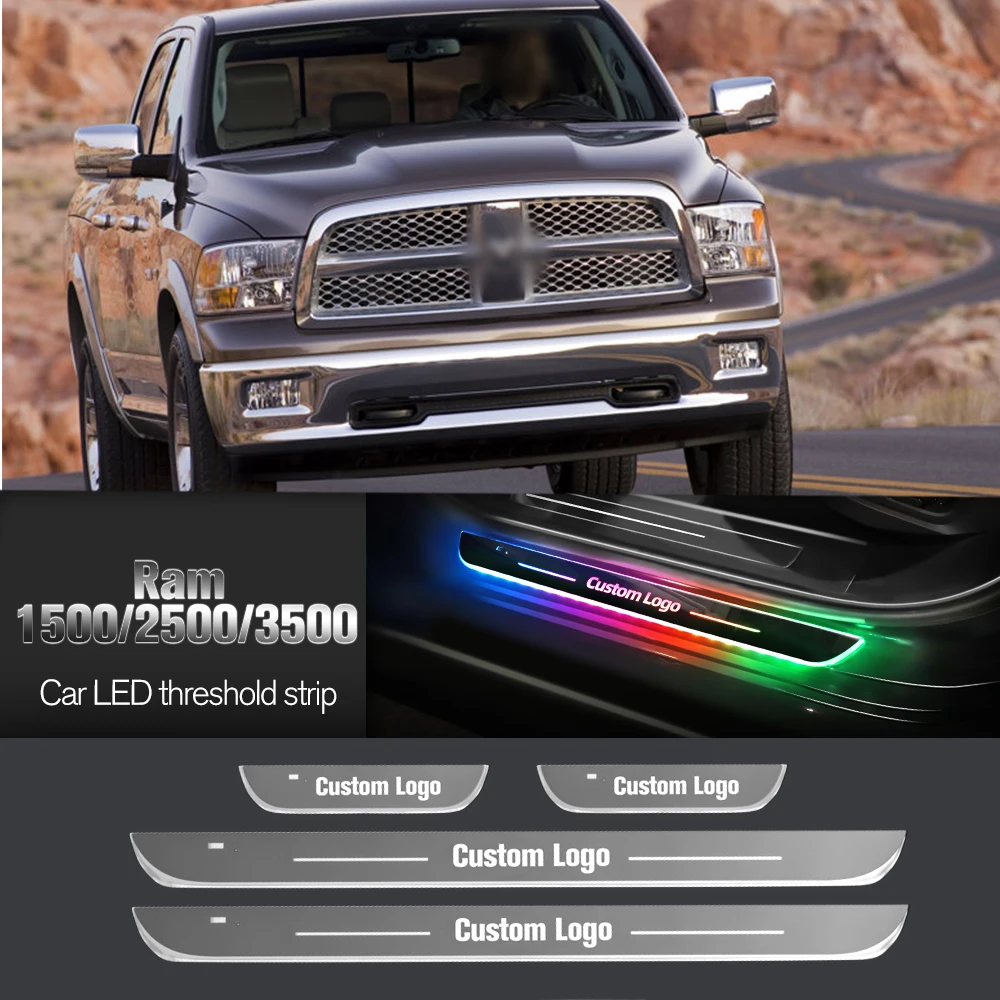 

Car Door Sill Light For Dodge Ram 1500 2500 3500 2002-2018 2012 Customized Logo LED Welcome Threshold Pedal Lamp Accessories