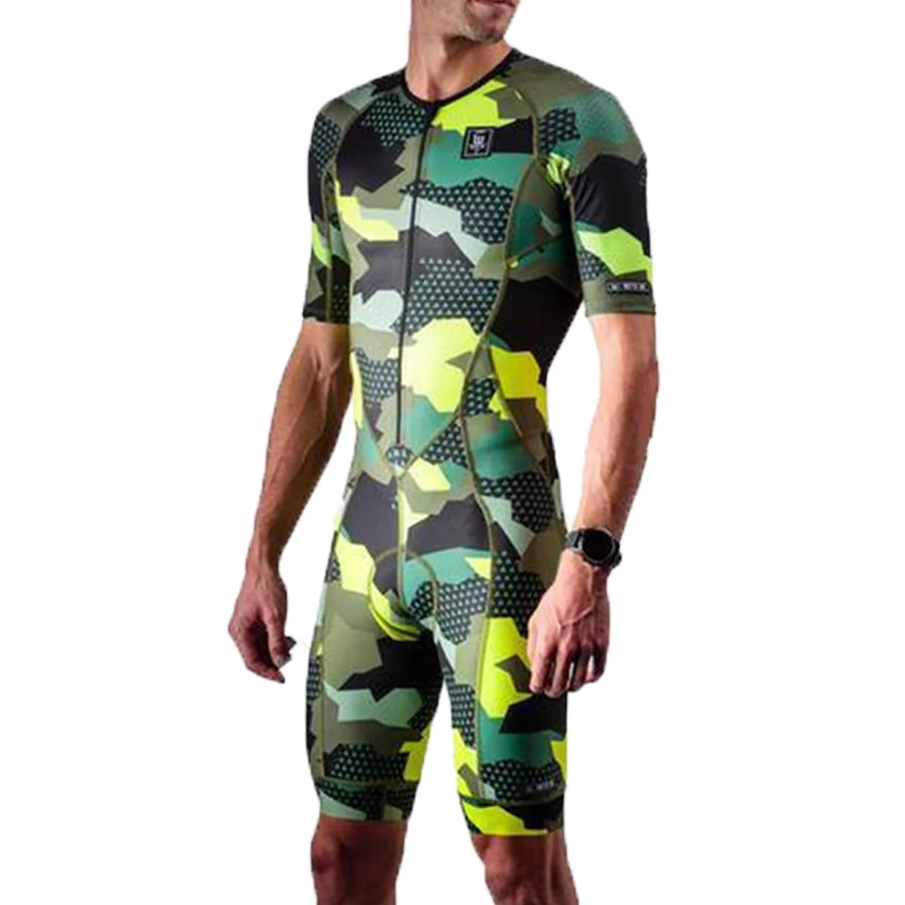 

New Mens camouflage Cycling Bodysuit Wattie Ink Cycling Triathlon Suit Road Bike Triathlon Short Tights Suit One-Piece Speedsuit