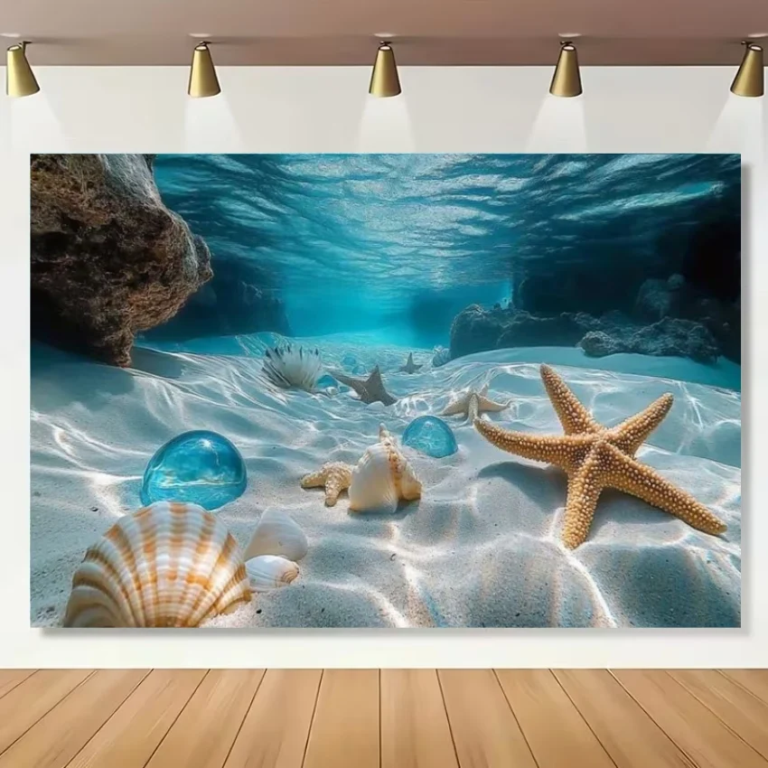 Unterwasserwelt Meeresboden Ozean-Thema Hintergrund Fisch Korallen Sonnenlicht Tiefblaues Wasser Baby Porträt Fotografie Hintergrund Fotostudio – Detail 3