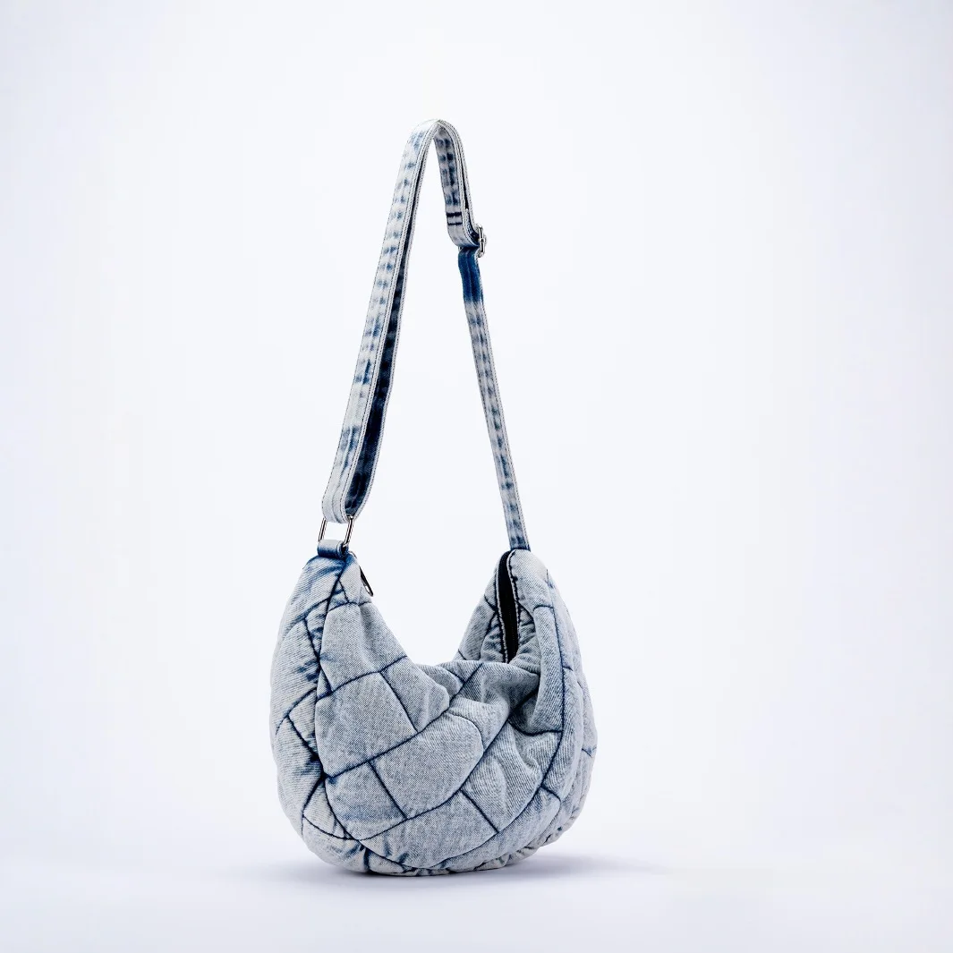 Vintage Denim Shoulder Bag Women's Large Capacity Messenger Bag Multi-pockets Satchel Bags Adjustable Strap Ladies Crossbody Bag