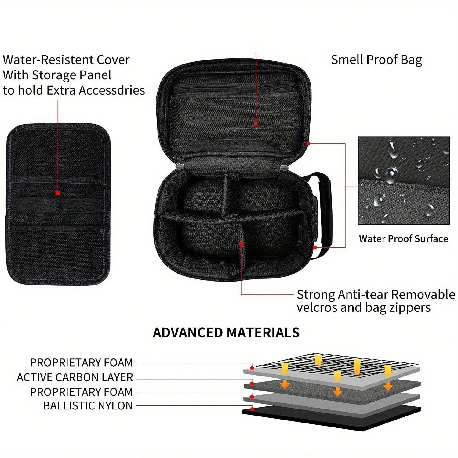 Smoking Accessories Unisex Smell Proof Pouch with Combination Lock Smell Proof Stash Bag for Storage and Travel Gifts for Smokers