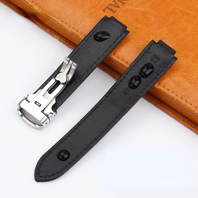 For Louis Vuitton Men's Women's First Layer Cow Leather Watch Strap LV  Leather Watch Band Black Raised Mouth 10 12mm Watchband - AliExpress