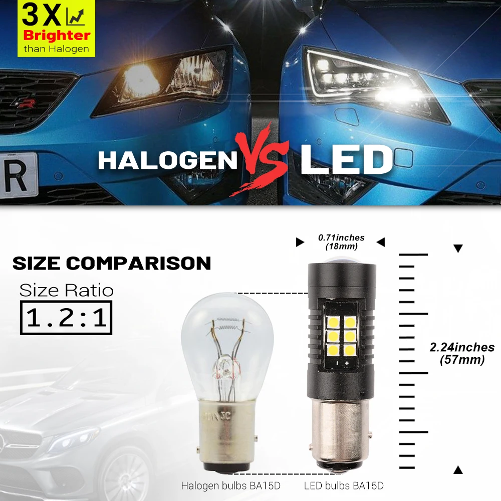 Fiat Panda MK3 312 2012-2022 P21/5W BAY15D 1157 ڵ  ϱ 2x Canbus LED DRL ְ  