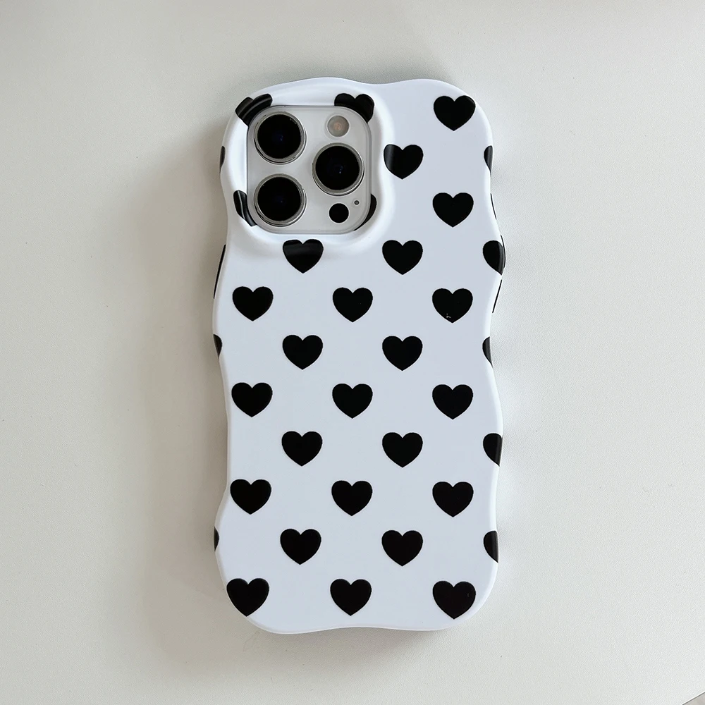 Cute Heart Wave Edges Shockproof Protective Girly Phone Case
