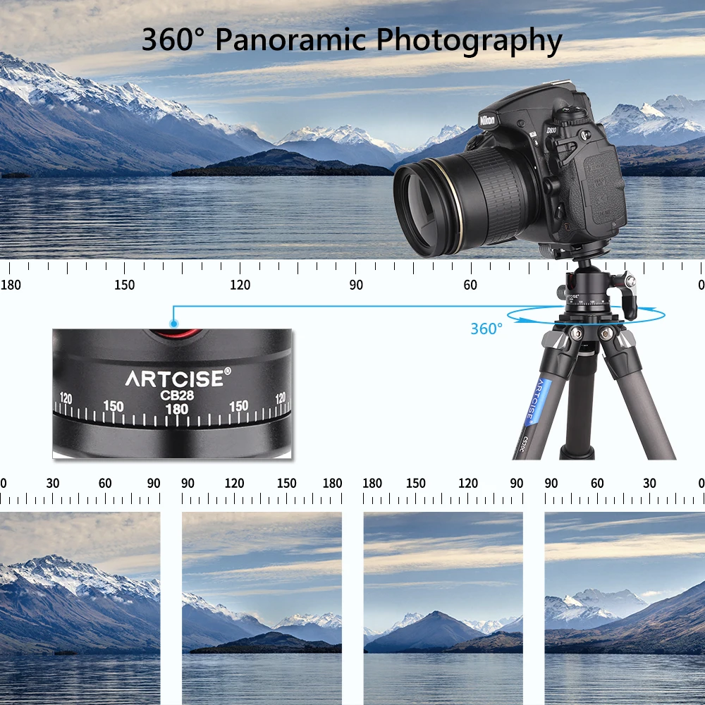 ARTCISE CB28 Low Profile 360 Panoramic Photography CNC Metal Professional Universal 28mm Ballhead For Video DSLR Tripod Monopod