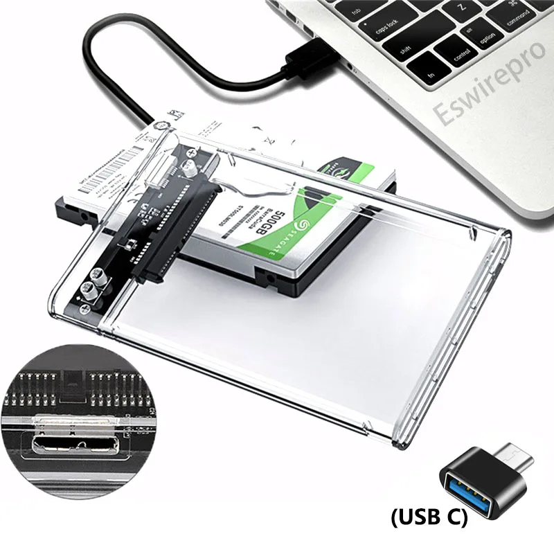 HDD Enclosure High Speed Case USB 3.0 For 2.5 Inch SATA2 3 Hard Drive Box Mobile HDD Case With Cable Support 6TB