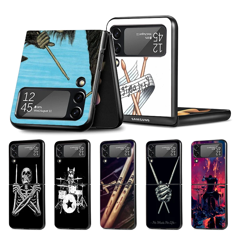 Strumento Musicale Drum Rock Z Flip 4 Phnoe Case Per Samsung Z Flip 3 5 5G Black Hard Shell Galaxy Zflip3 Zflip4 Zflip5 Unique C
