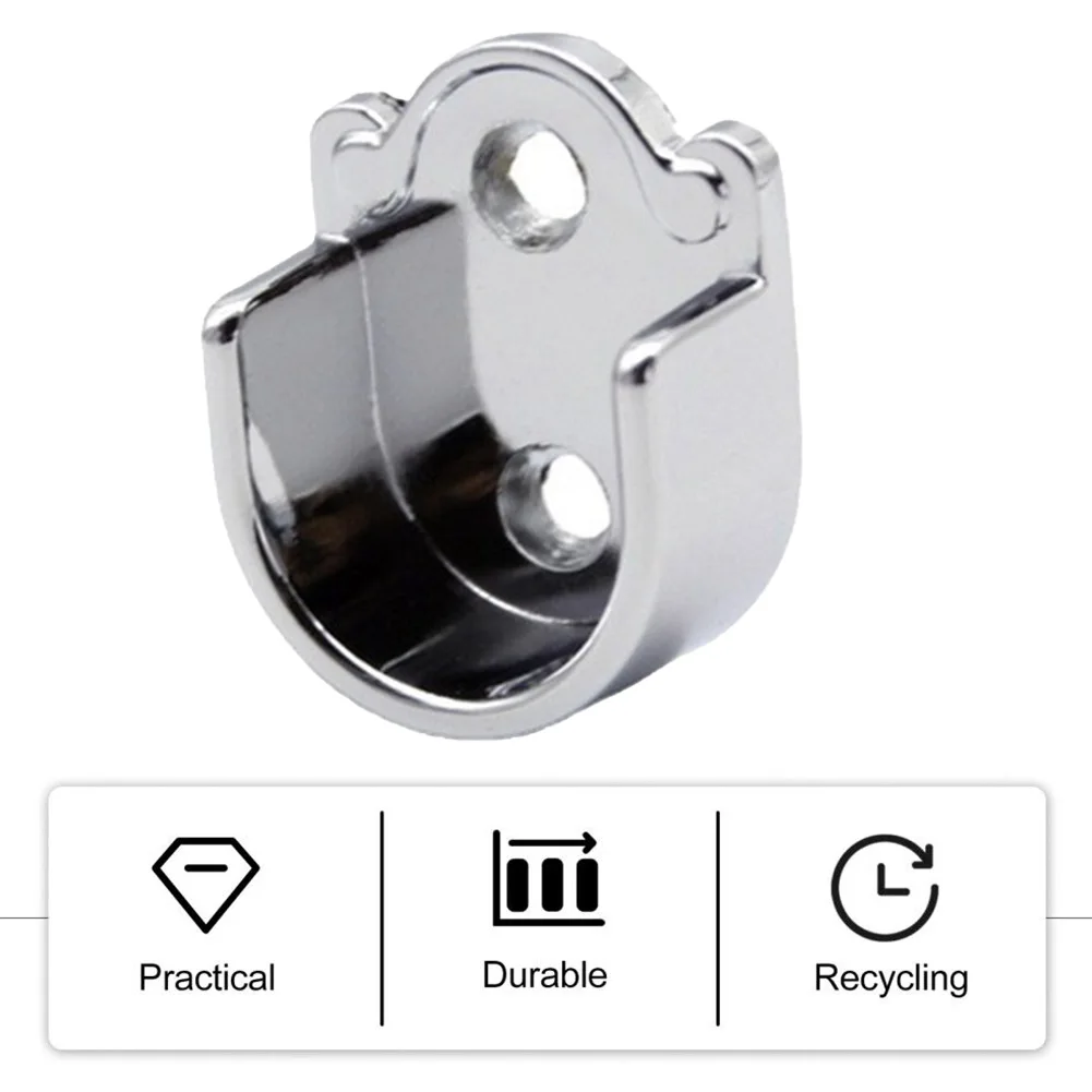Wardrobe Bracket 2PCS Heavy Duty Rod Socket Flange Rod Holder Closet End Support U Shaped Rail Support Furniture Hardware shelf bracket folding shelf bracket