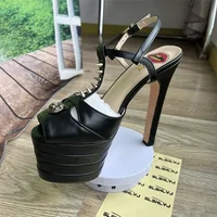Brand Sexy Rivet 16cm High Heel Sandals Platform Party Wedding Ball T-stage Women Shoes High Quality Large 43summer Female Shoes - Image 2