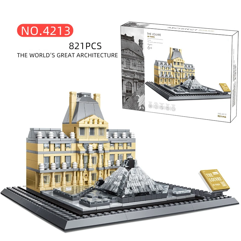 4213 World Famous Architecture Series France Paris Louvre Building Block City Scenery DIY Building Blocks Children Sets Toys