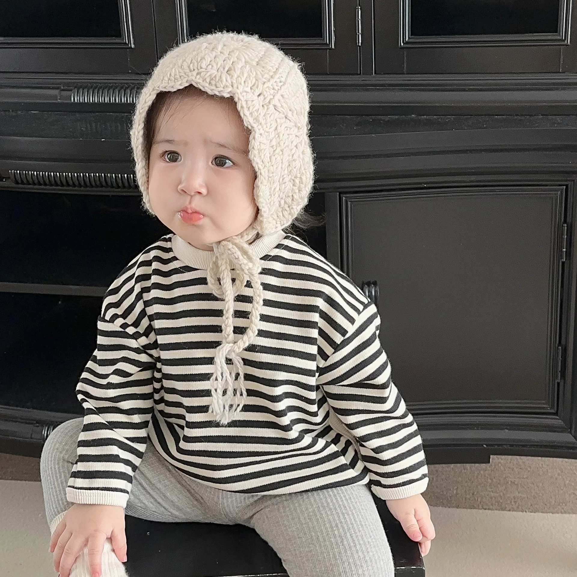 2025 Autumn New Baby Long Sleeve Clothes Set Boy Girl Striped T Shirts + Solid Leggings 2pcs Suit Infant Toddler Casual Outfits 2