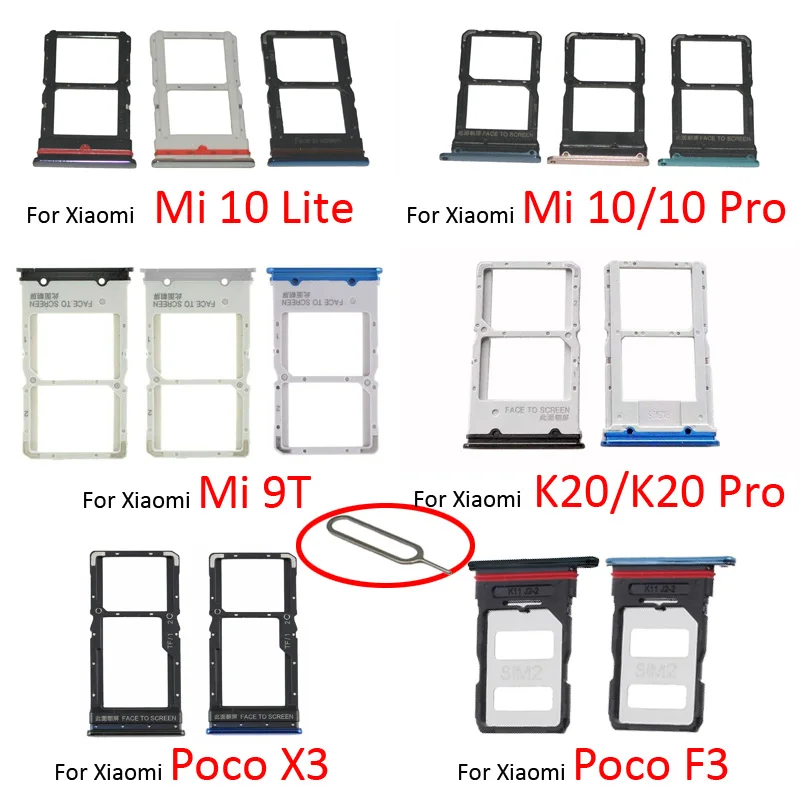 SIM Card Slot Tray For Xiaomi Mi 9T 10 Pro Lite Poco X3 F3 Phone SIM Chip SD Card Holder Drawer For Redmi K20 K40 Pro