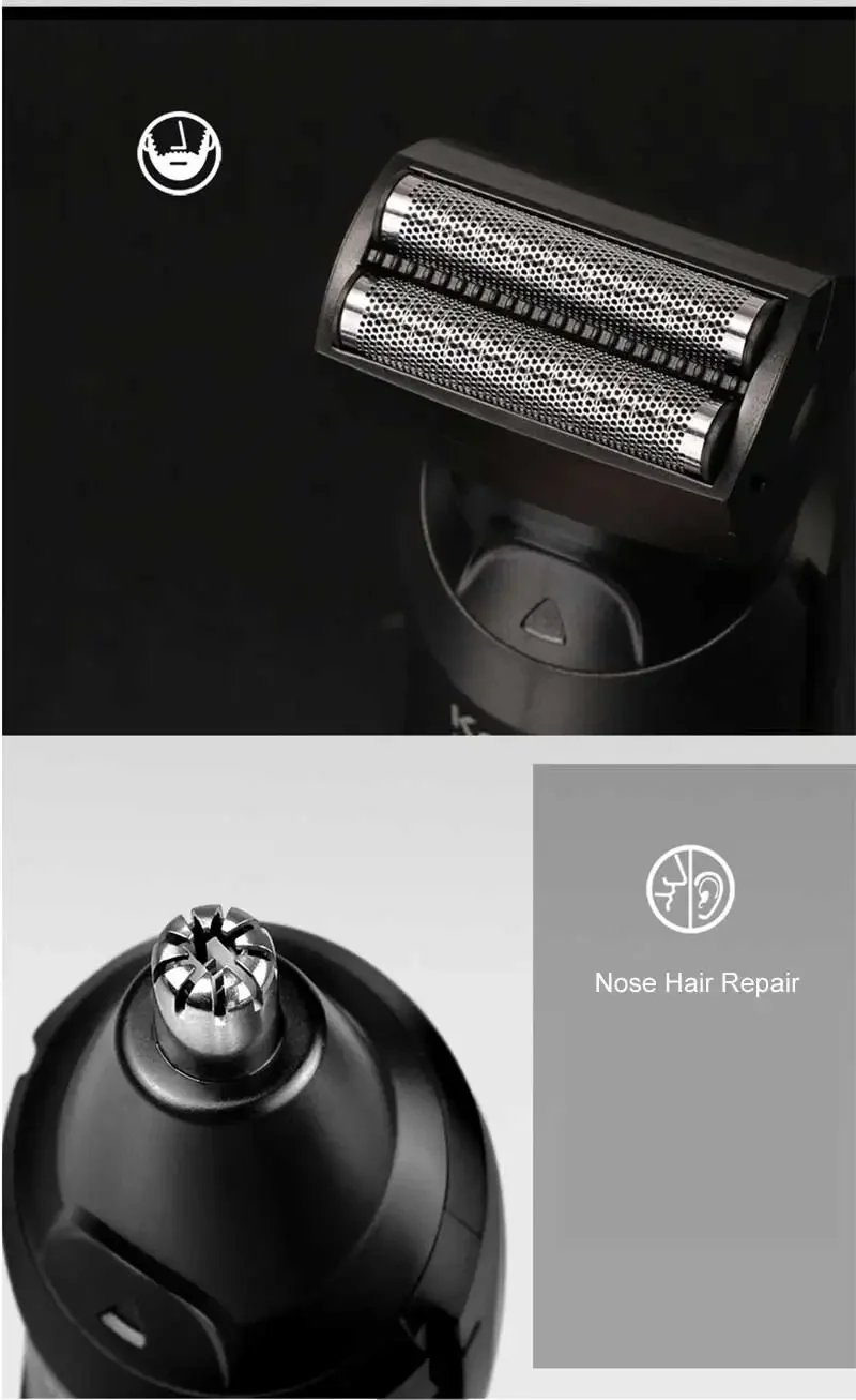 Kemei 696 Elektrischer Haarschneider, multifunktionaler Trimmer für Männer, Elektrorasierer für Herren, Rasierer, Nase, 5-in-1-Profi-Trimmer – Detail 7