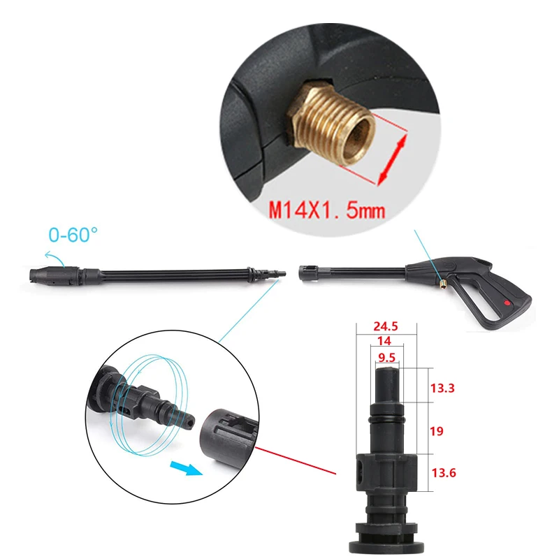 High Pressure Washer Spray Gun Jet Lance Nozzle Car Clean Washer Jet Water Gun Spear Wand for Lavor Bauker Vax Craftsman Generac 2