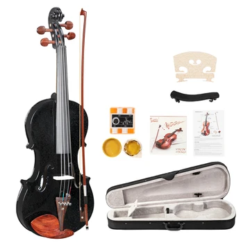Glarry GV103 4/4 Spruce Panel Violin Matte Black 1
