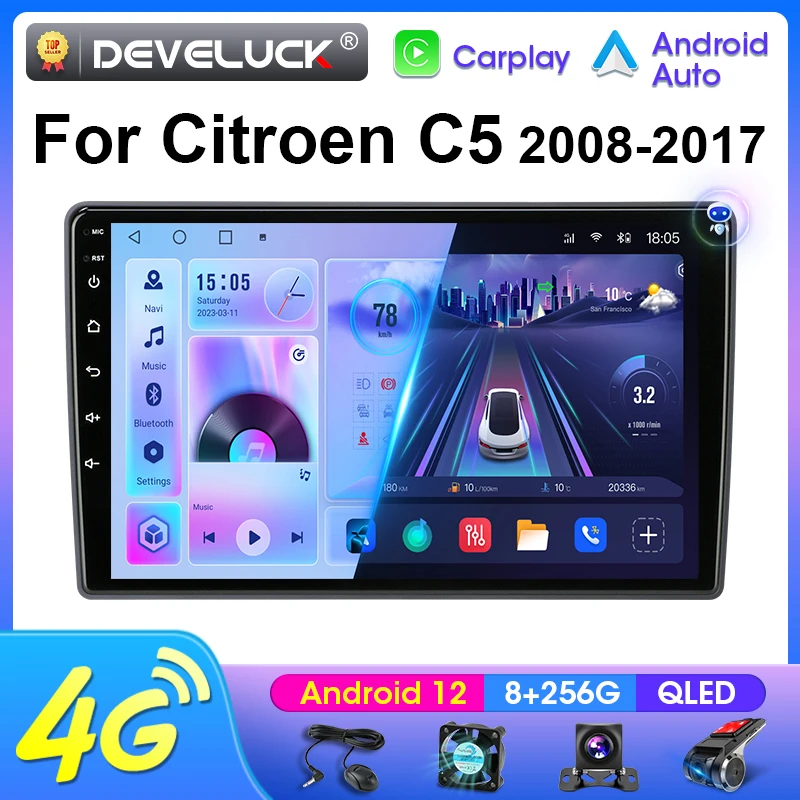 

Android 12 Car Radio 10" For Citroen C5 2008 - 2017 2 Din Stereo Multimedia Video Player GPS 4G Wireless Carplay Auto DVD QLED