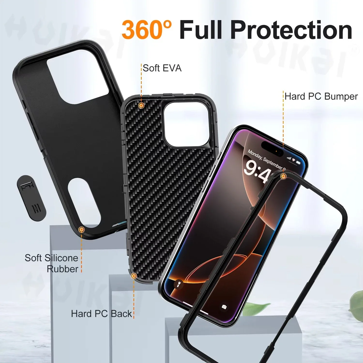 Heavy Duty Shock Absorption Full Body Protective Silicone Rubber Phone Case