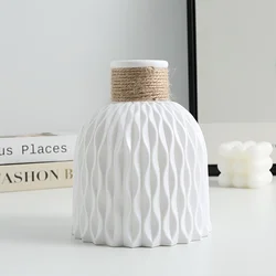 Water Ripple Plastic Vase - Modern Nordic Style Decorative Flower Pot (White)