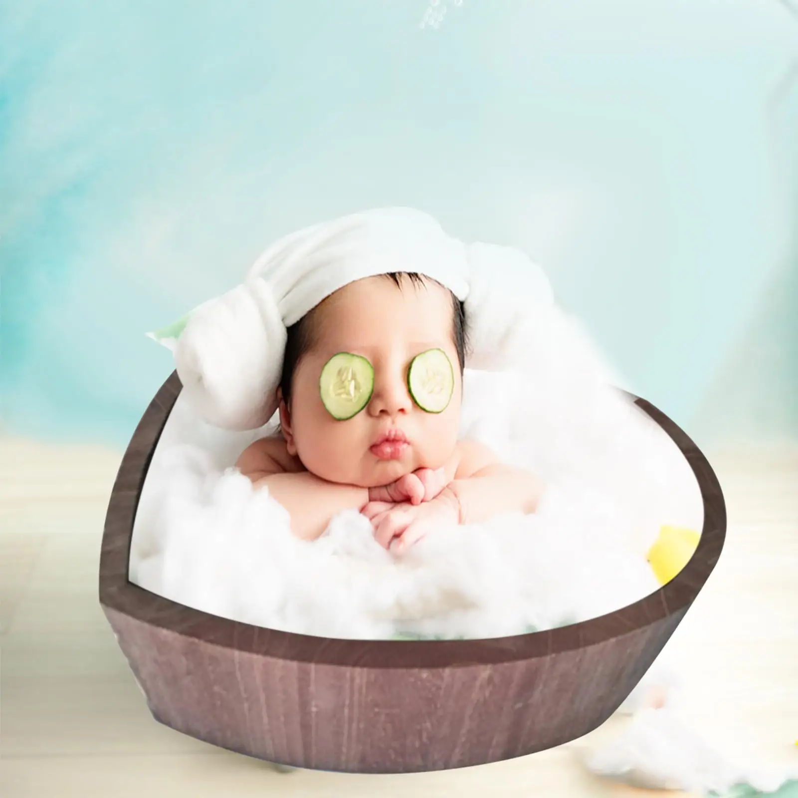 Newborn Infants Photography Props Wooden Bathtub Heart Shape Accessories Cute Measuring 15x15x6inch Durable Container Baby Cot