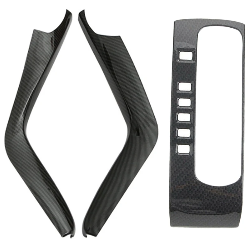 2Pcs Carbon Fiber Gear Shift Stripe Panel Cover Trim with Carbon Fiber