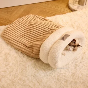 Autumn and Winter Cat Sleeping Bag Semi-enclosed Cat Nest Warm Small and Medium-sized Pet Nest Cat Bed Cozy Pet Small House