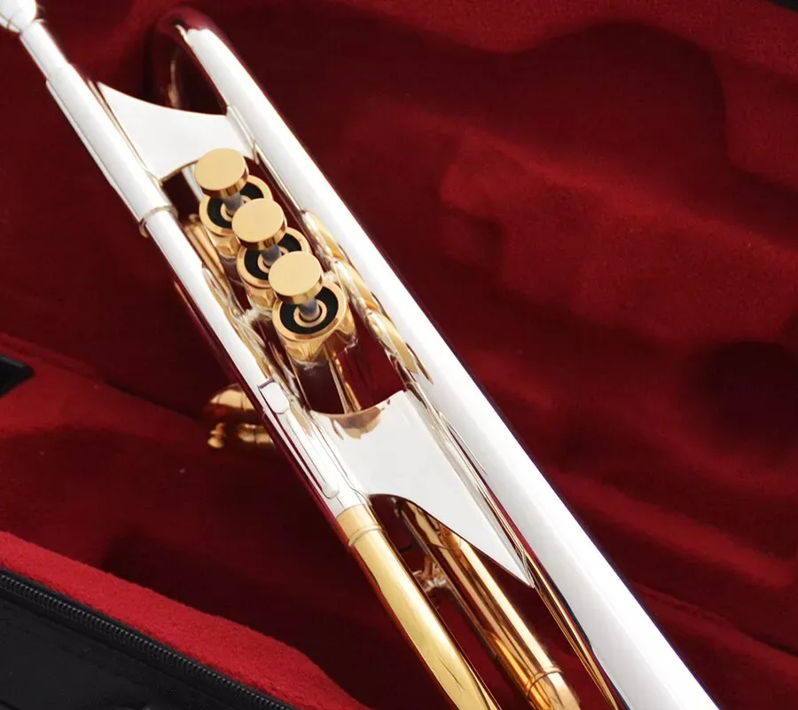 Professional Heavy C Trumpet Silver Gold Horn Bore Size:0.465'
