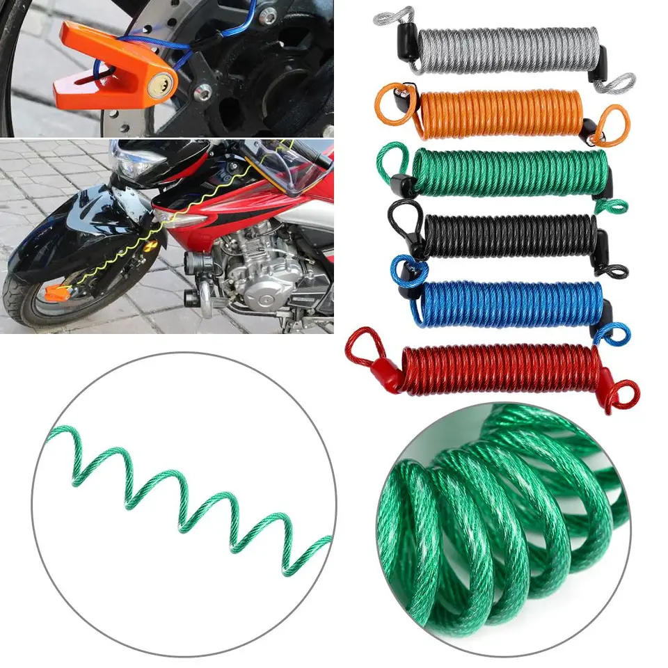 Alarma Con Cable Para Bloqueo De Disco - Resorte, 150 Cm, Amarillo ¡Para Moto Y Bici Eléctrica!