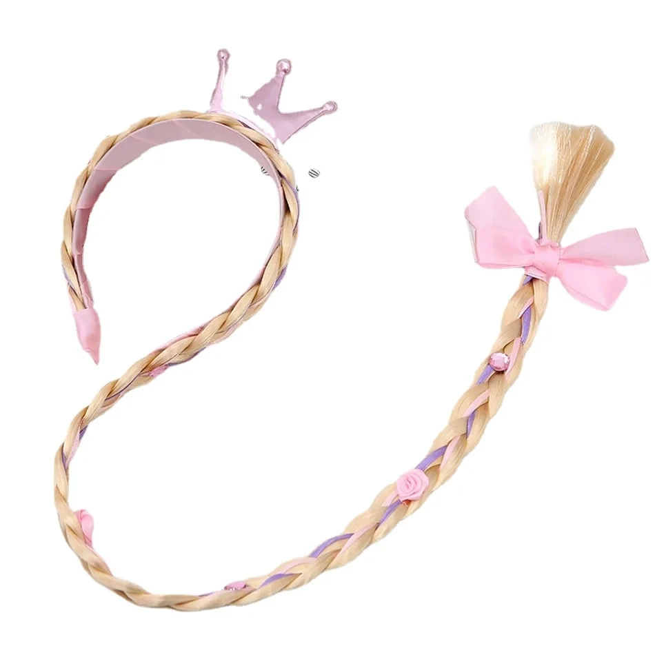 Girls Floral Braid Headband in Pastel Colors - Princess Dress-Up Hair Accessory