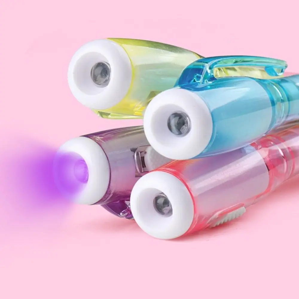 스럽게 사라지는 리필이있는 보이지 않는 펜 Led UV 램프 젤 펜 귀여운 보이지 않는 마커 작은 빛이있는 더블 헤드