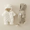 Autumn Winter Baby Quilted Romper - Newborn Thickened Warm Onesie Cotton Outerwear Toddler Creeper