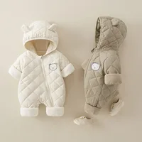Autumn Winter Baby Quilted Romper - Newborn Thickened Warm Onesie Cotton Outerwear Toddler Creeper