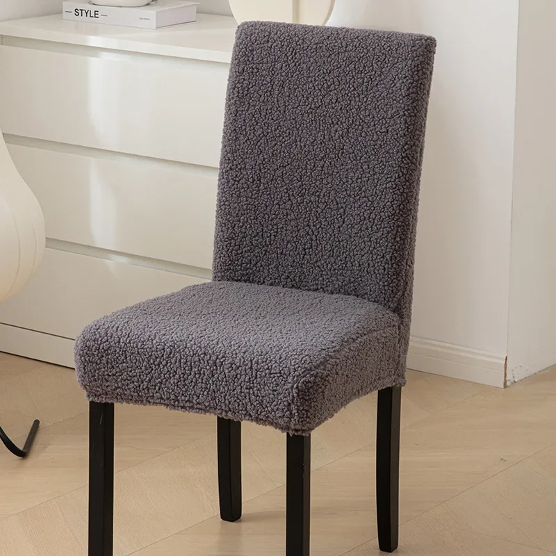 Curled Lamb Wool Thickened Chair Cover Autumn Winter Universal Dining Slipcovers Skin Friendly Breathable Home Chair Cover 3