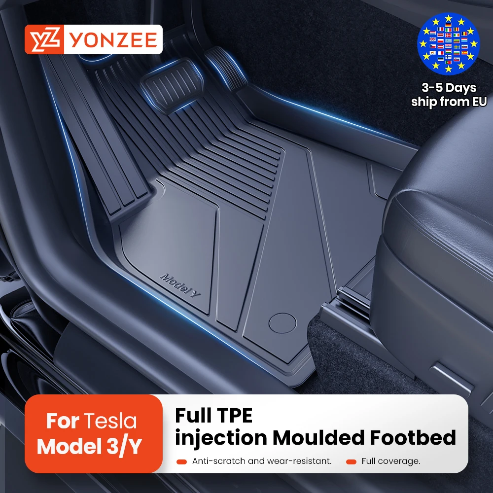 For Tesla Floor Mats Model 3 Y Highland-Car Four Seasons Waterproof Non-slip Floor Mat TPE Special Car Accessories