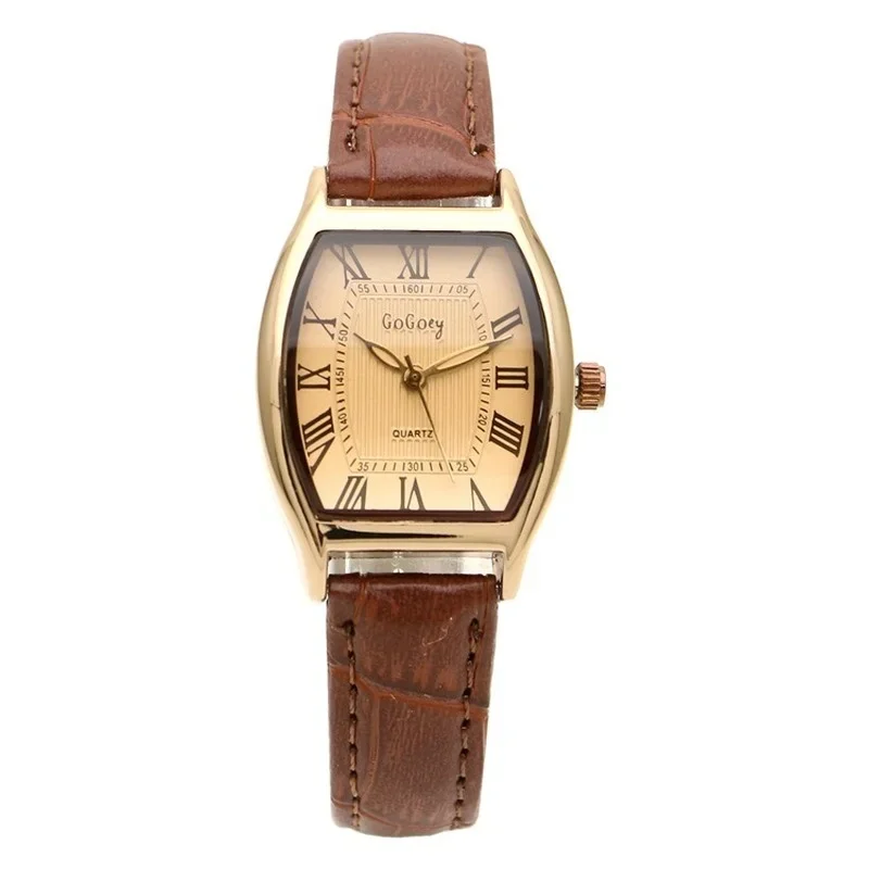 

Retro Qualities Watch Brown Small Ladies Wristwatches Fashion Brand Female Roman Numeral Dial Rectangular Watches Black Watches