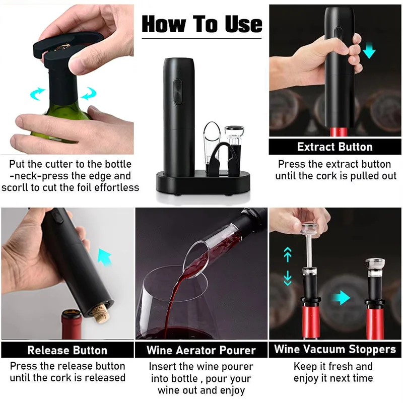 Xiaomi Electric Wine Bottle Opener 5 in 1 Automatic Wine Bottle Opener for Wine Lovers Gift Home Kitchen Party Bar Wedding - Image 3