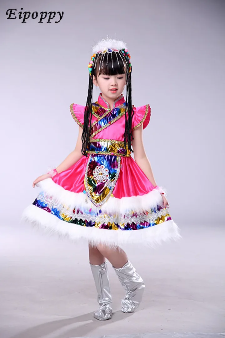 

Children's costumes minority children dance performance clothing Tibetan clothing Tibetan clothing sleeves Mongolian girls