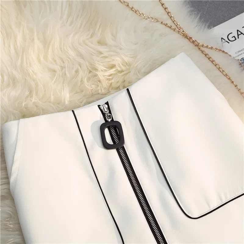 Falda corta de cintura alta con cremallera para mujer, minifalda de tubo de línea A de Color sólido, novedad de primavera, verano y otoño - Image 6