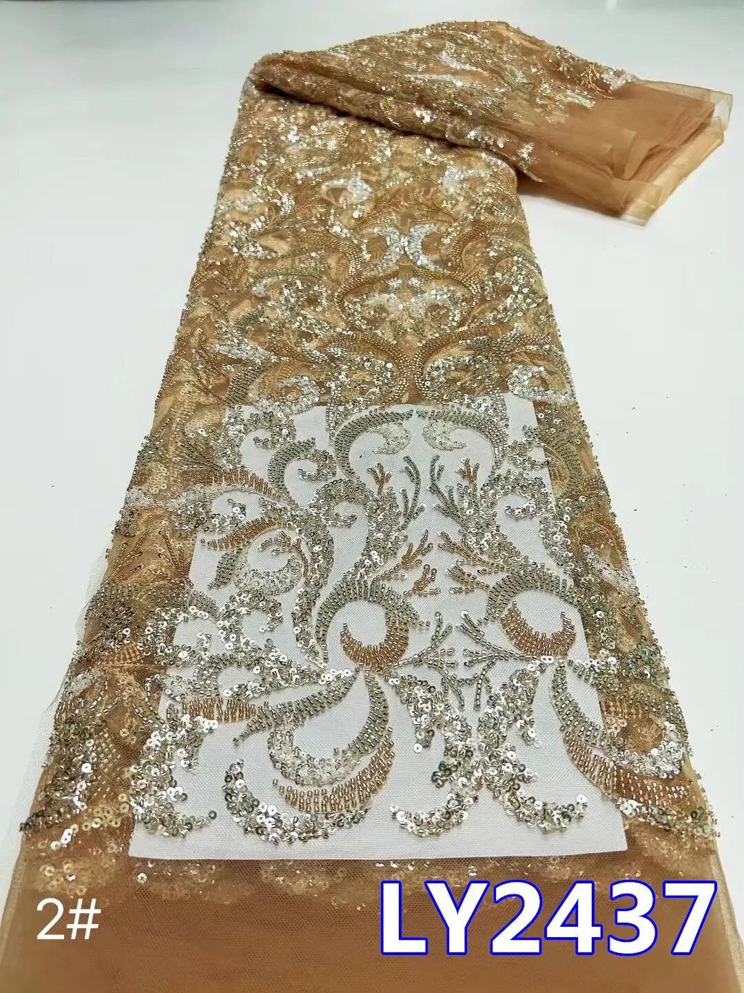 

African Lace Fabric High Quality Lace White Nigerian Lace Fabrics Eleght Beads Sequins French Tulle Lace For Material PL166-1