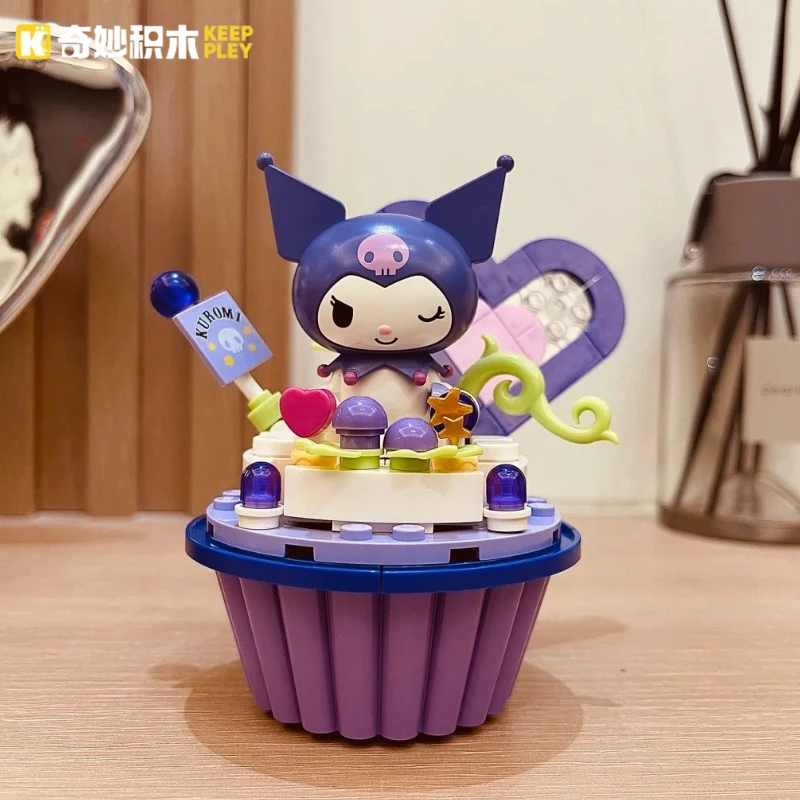 KEEPPLEY 빌딩 블록 Kuromi 마이 멜로디 Sanrio 시리즈 작은 입자 어린이 조립 장난감 데스크탑 장식 휴일 선물