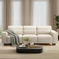 3 Seater Sofa Couch with Deep Seats and Wide Armrests, 89" Couches for Living Room,with Removable Cover, White Children's Sofas 1