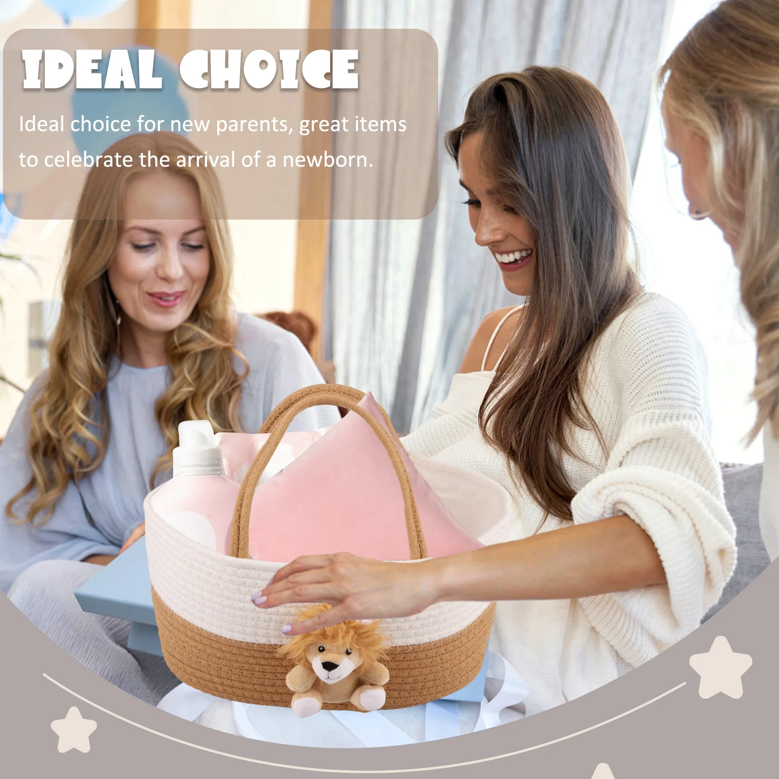 Portable Diaper Caddy Organizer Soft Cotton Rope Nursery Diaper Storage Basket with Sturdy Handle Large Capacity Storage Bag